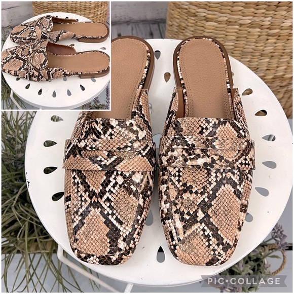 ASOS Design Majestic Mule Loafer in Natural Snake Women’s 10 - Picture 1 of 7